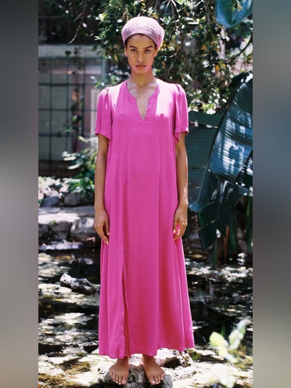 Raquel Allegra Women’s Pink Maxi Resort Dress Size Large